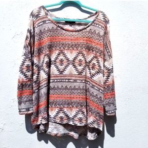 Tribal aztec print light sweater 3X